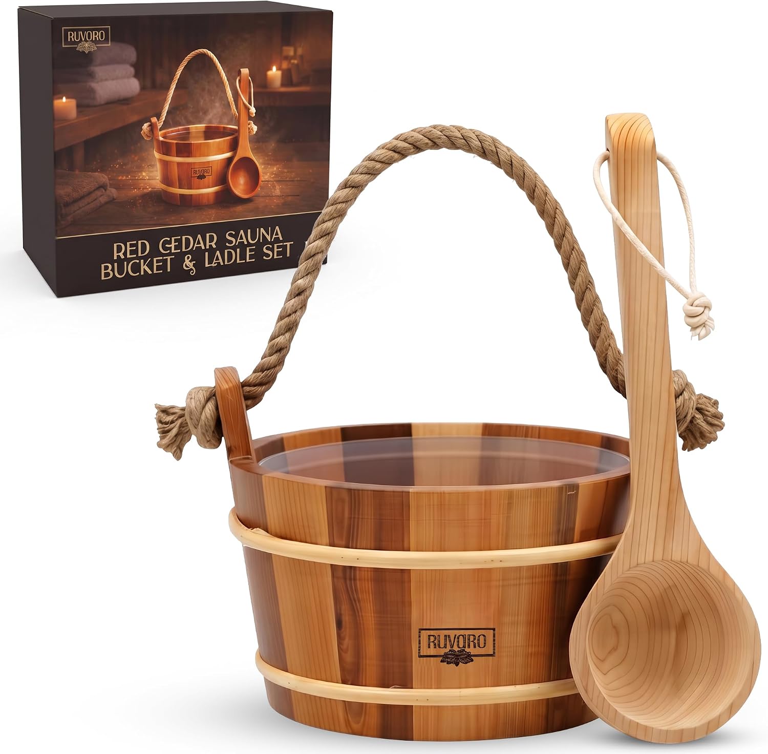 Sauna Bucket & Ladle Set – 1 Gallon Canadian Red Cedar